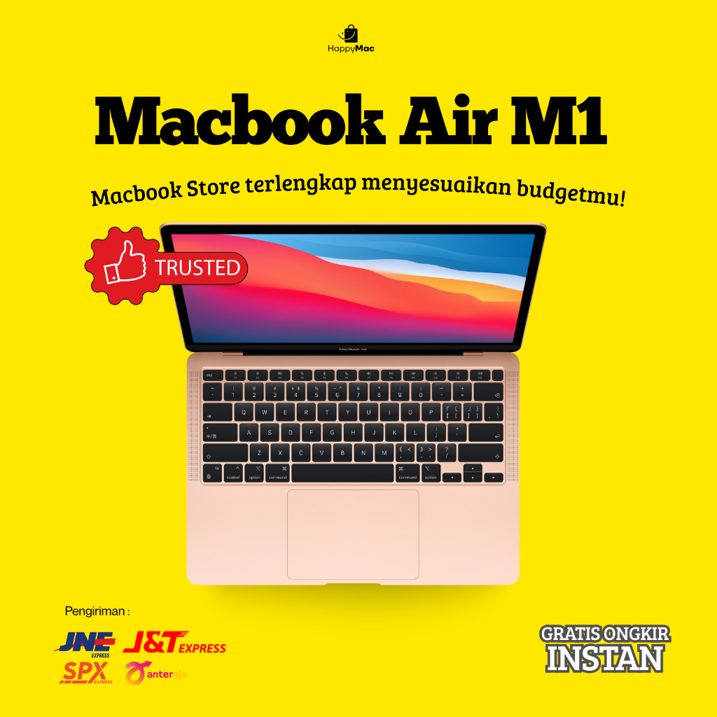 MacBook Air M1 Chip 13 Inch SSD 128 256 512GB Second Bergaransi Space Grey Silver Gold