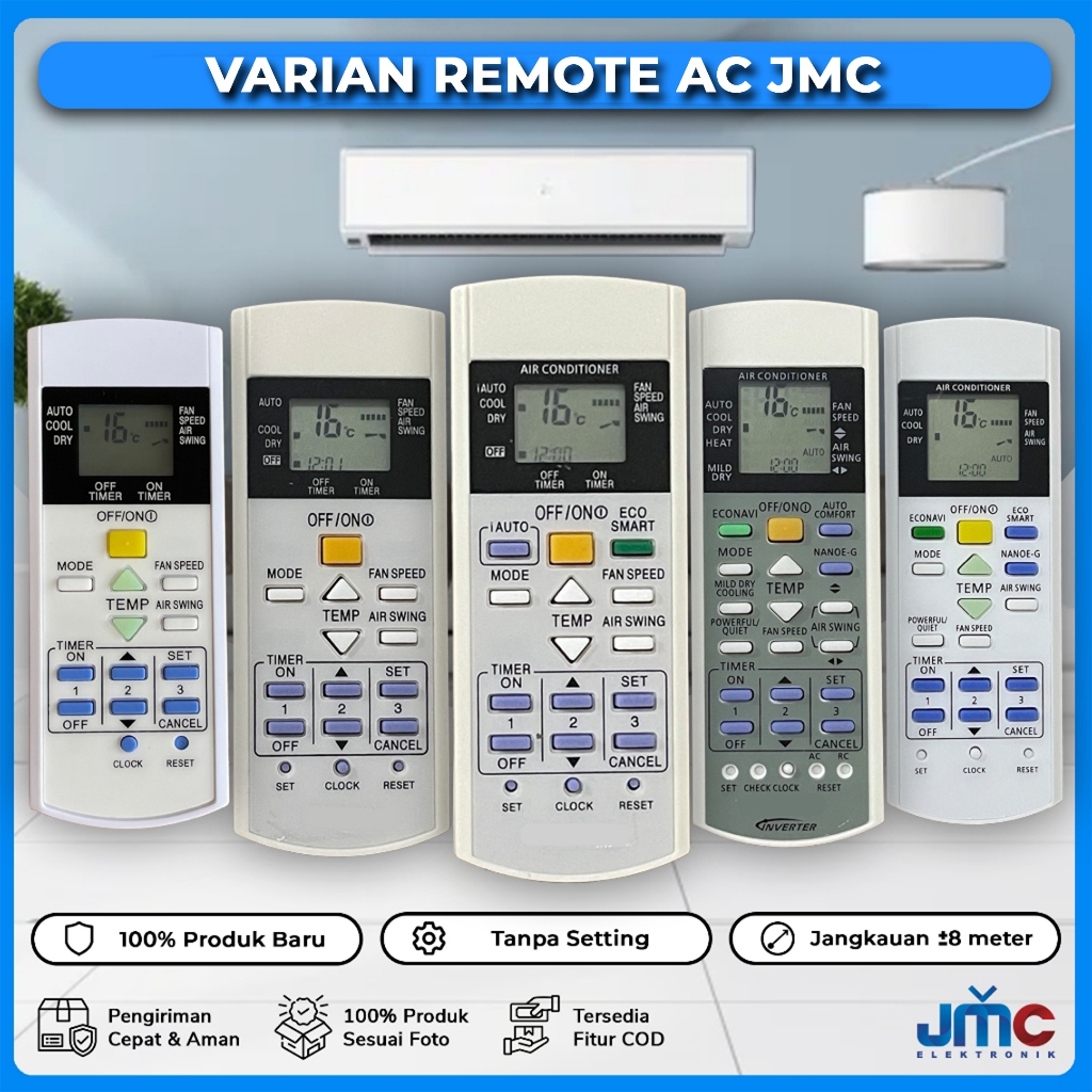 Varian Remote AC JMC Pengganti Remot AC PANASONIC 4461 4185 A75C3865 3623-1 A75C3623 4161 A75C3269 A