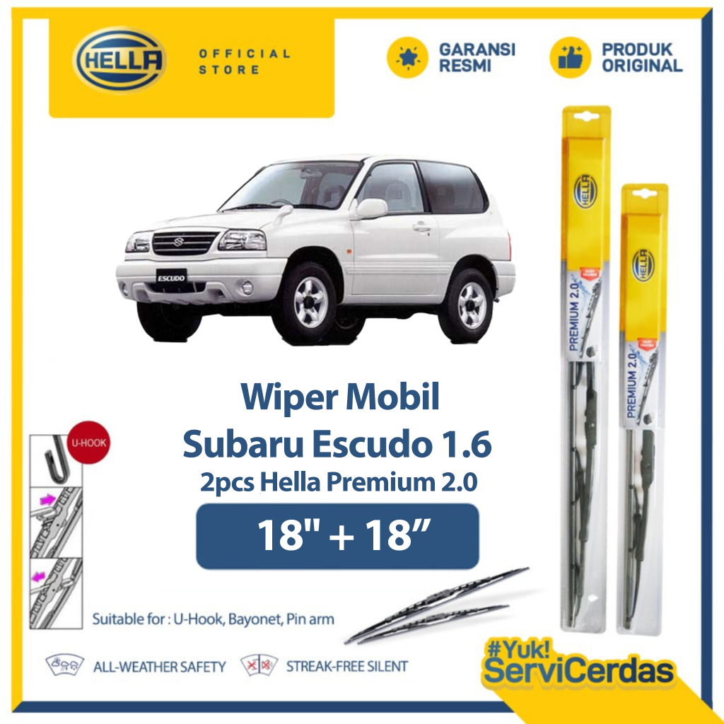 Wiper Mobil SUZUKI Escudo 1.6 18” + 18” (2pcs) - HELLA Premium 2.0