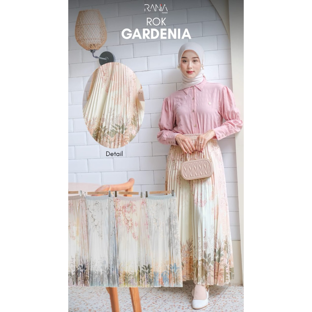 Rok Plisket Motif gardenia Premium By Rania Fashion