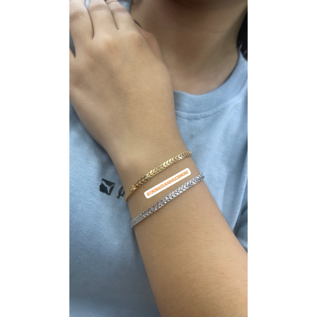 gelang daun Rantai emas 8K EMAS PUTIH / KUNING (EMAS ASLI)