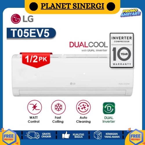 AC LG 1/2 PK LG DUAL INVERTER T05EV5 / 05EV5 HEMAT LISTRIK NEW GARANSI RESMI