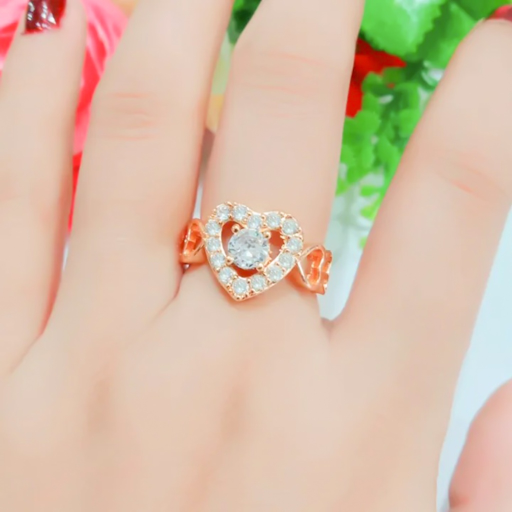 Cincin Bahan Koin Lapis Emas Model Love Bolong Mata Satu Tengah