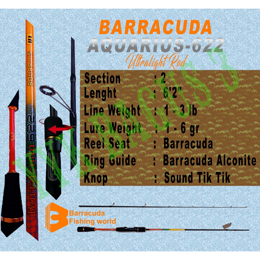 Joran Ultralight Barracuda Aquarius | Braiding Tech, Alconite Guide, Ultra Tough EVA UL - 622 BAGUS