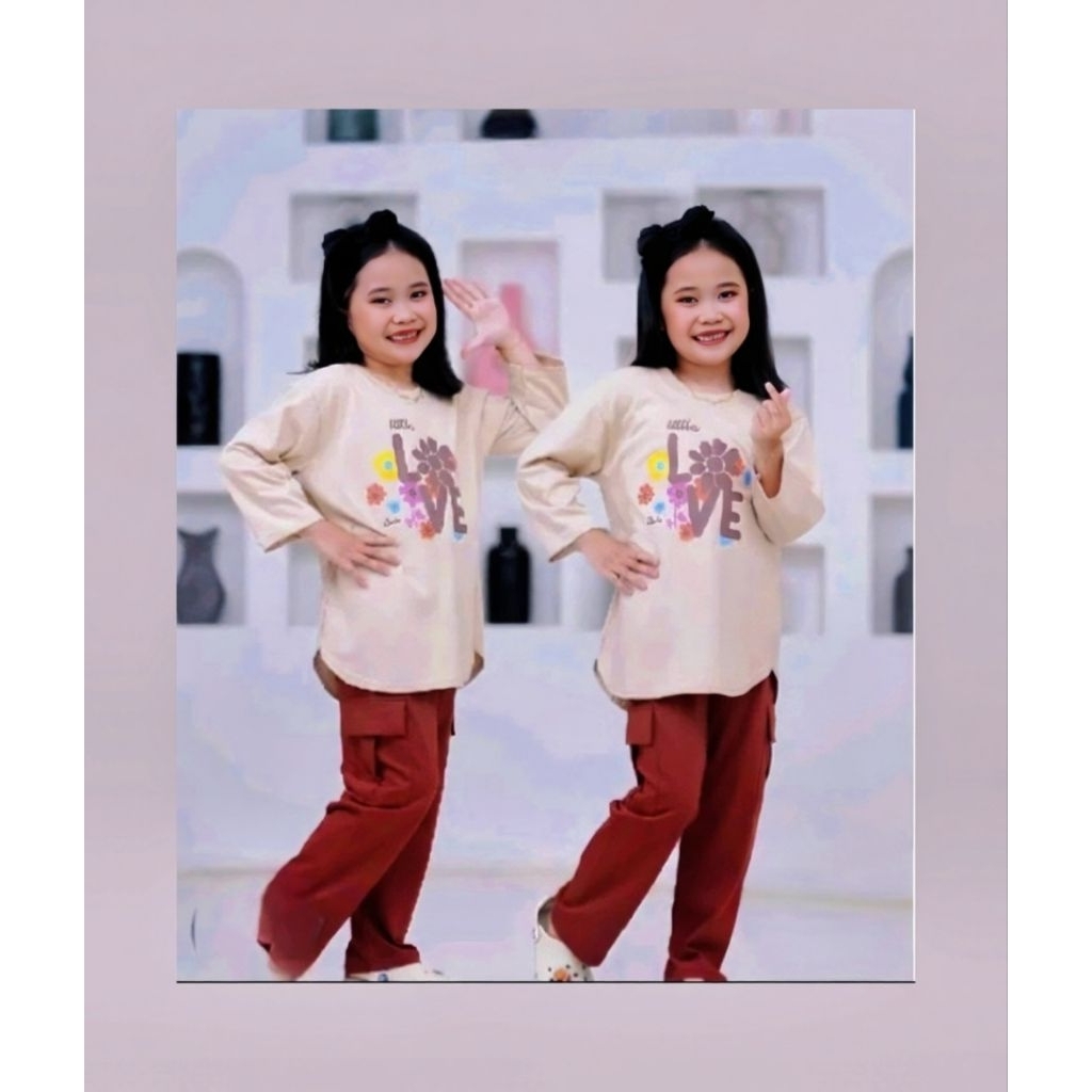 Setelan Anak Perempuan Lengan Panjang/Setelan Anak Perempuan Cargo/Set One Anak Combed 24s/Setelan A