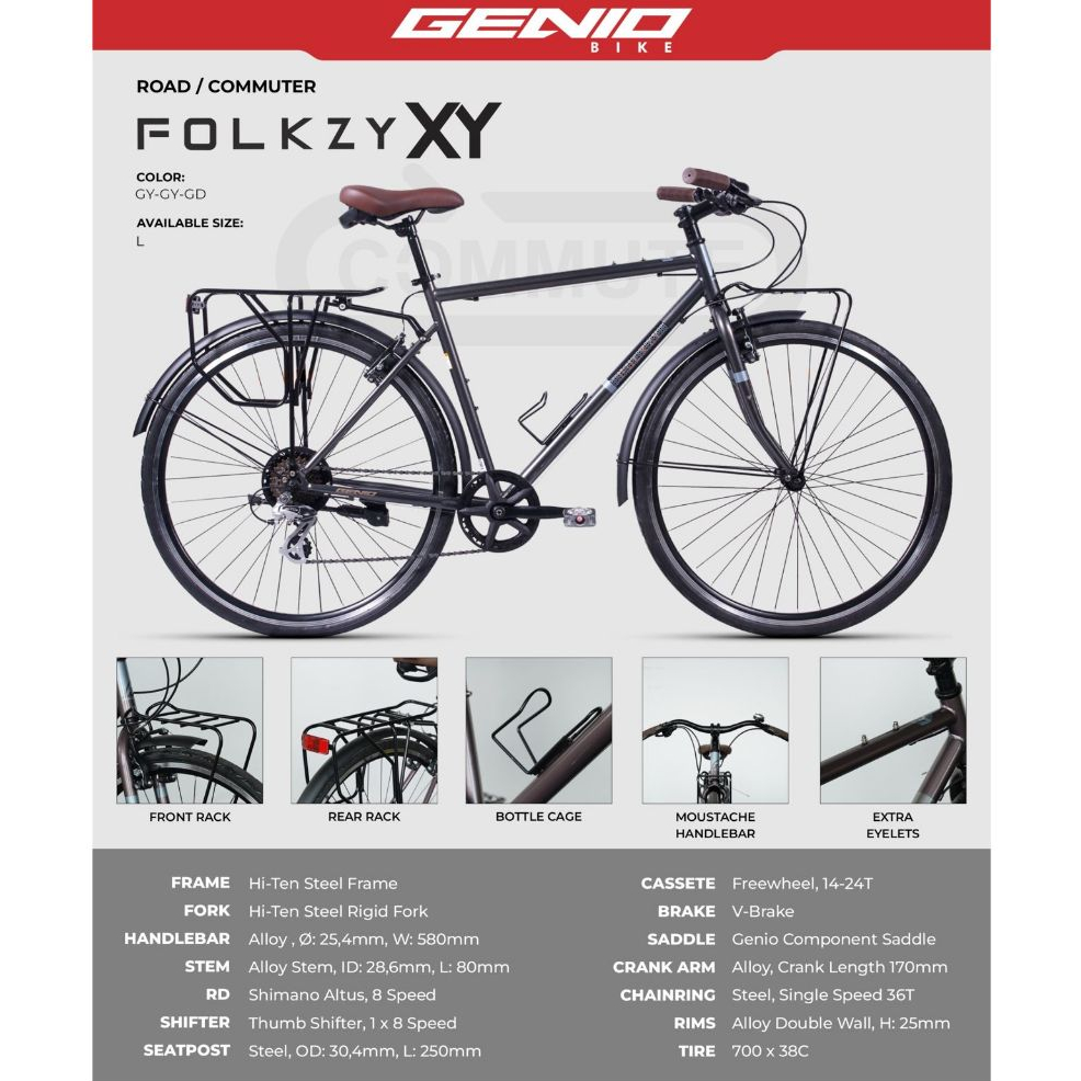 Sepeda Gravel GENIO FOLKZY XY 700C Balap Hybrid 8 Speed ( NEW COLOR ) // SEPEDA TOURING GENIO FOLKZY