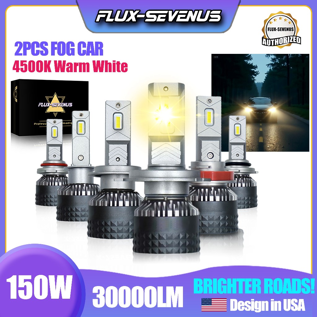 FLUX-SEVEN USA 2PCS Zeus Bright 4500K ​​9005 H11 H4 150W 30000LM LED Headlight Mobil Bohlam H3 9012