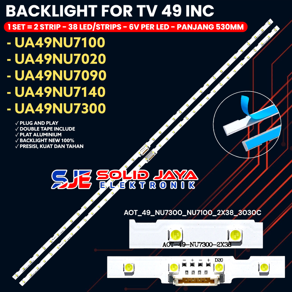 BACKLIGHT TV LED SAMSUNG 49 INC UA 49NU7100 49NU7300 49NU7020 49NU7090 49NU7140 49NU LAMPU BL SMD LI