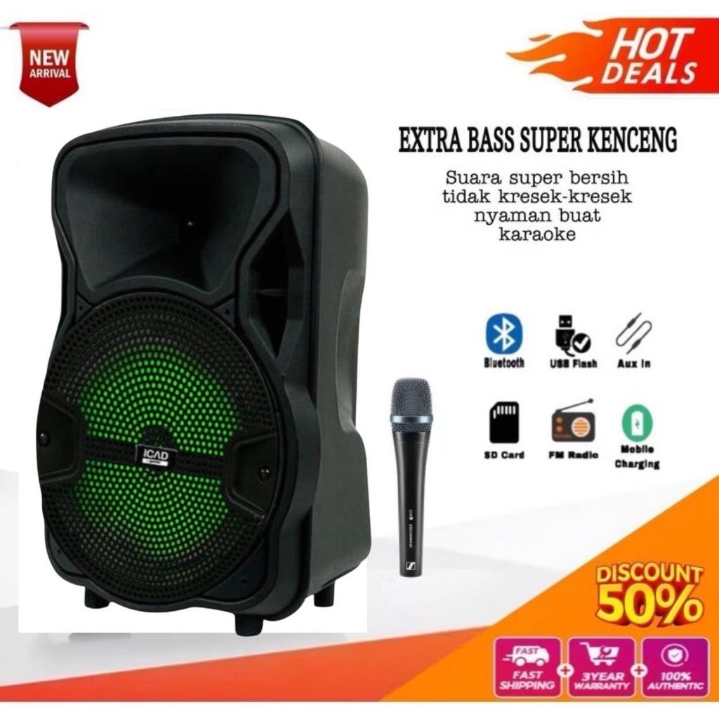 Speaker Bluetooth Subwoofer Karaoke Full Bass Ukuran Besar Suara Jernih Salon Aktif Pollytron Jumbo