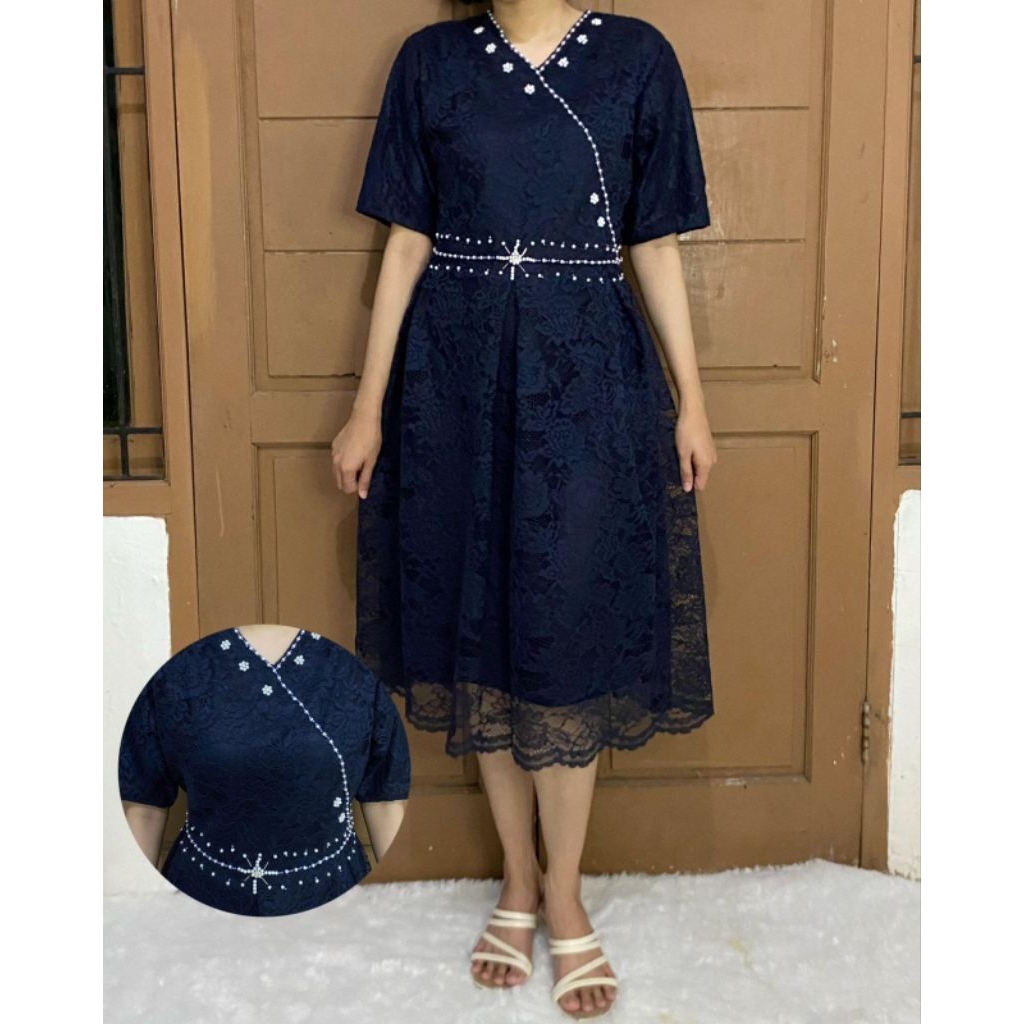 Midi Dress Tamara Brokat Dress Pesta Natal Dan Pasca Midi Dress Mewah Terbaru 2025