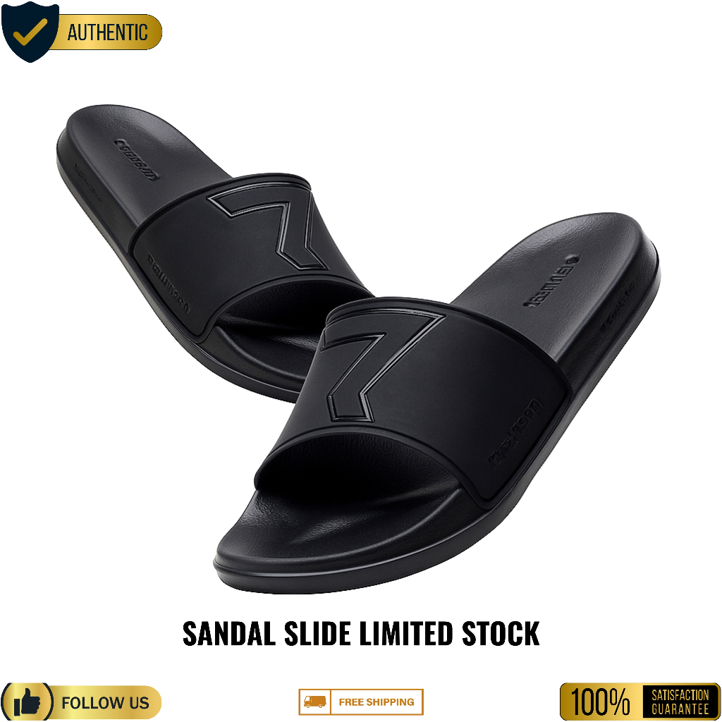REYLMAN Limited Stock | REYL MAN MALE BLACK - Sandal Slide Pria Hitam Reyl Man | Sandal Musim Hujan