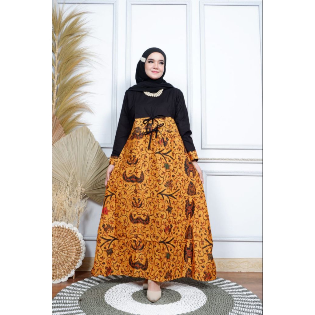 Gamis katun batik solo kombinasi