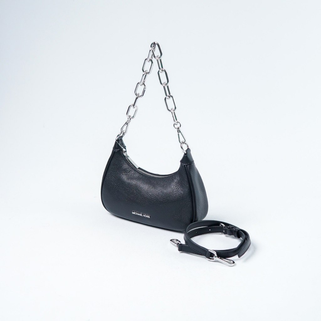 Tas MK CORA SHW BLACK LEATHER CHAIN HOBO BAG WITH LS 100% ORIGINAL