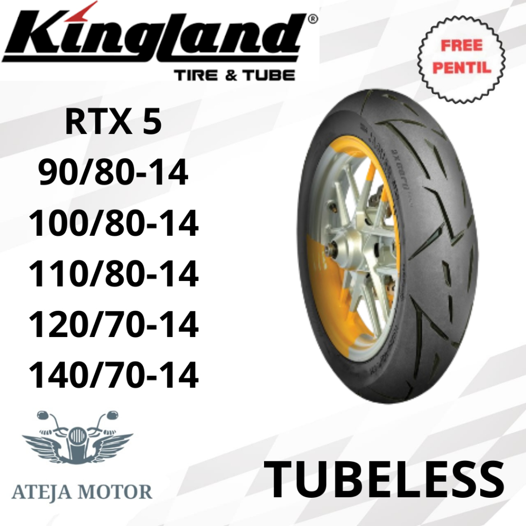 Kingland RTX 5 90/80-14 100/80-14 110/80-14 120/70-14 140/70-14 Tubeless Ban Motor Ring 14 Ban Motor