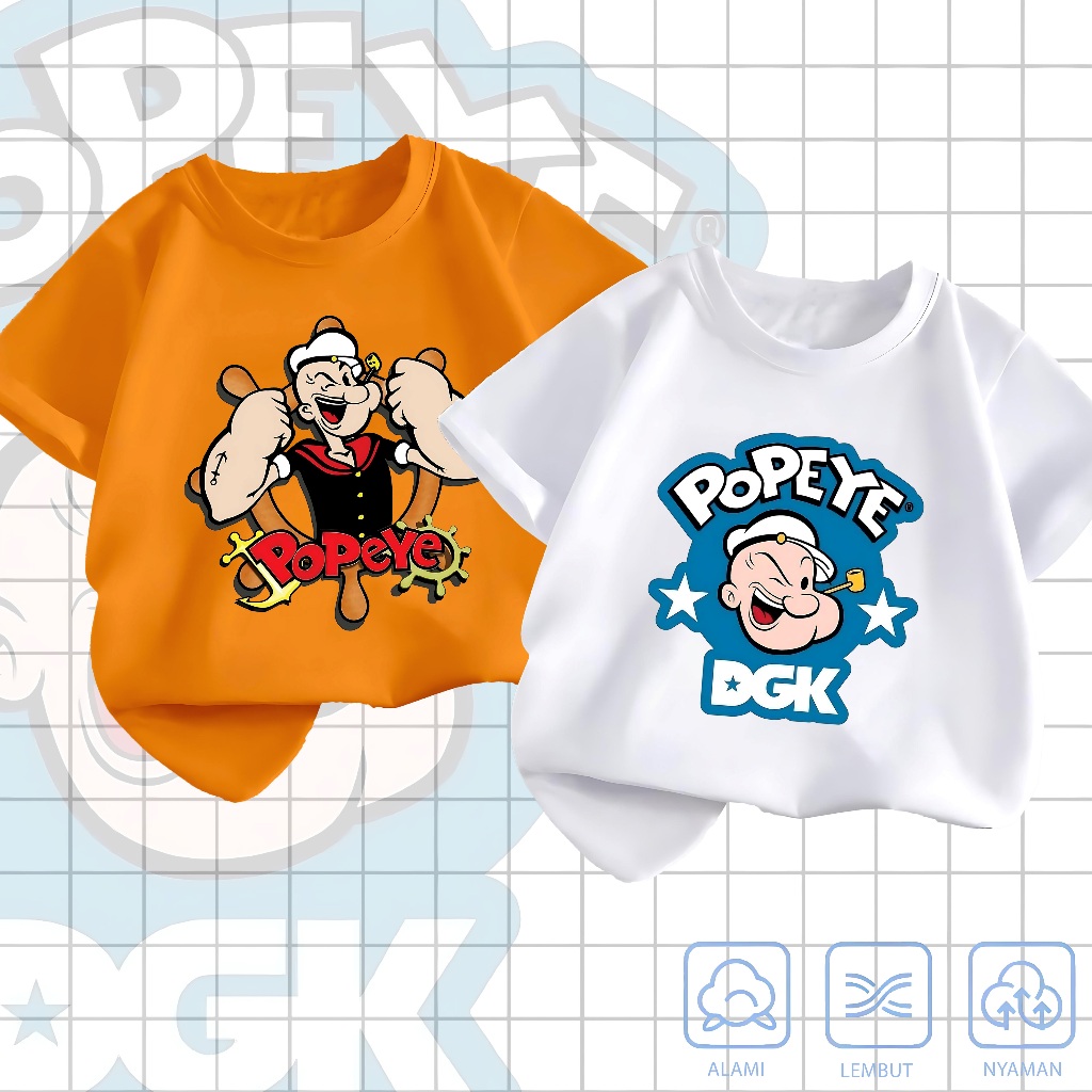 Kaos Anak Laki-Laki Karakter Popeye Umur 1-10 Tahun | Atasan Kaos Anak Popeye Umur 1-10 Tahun