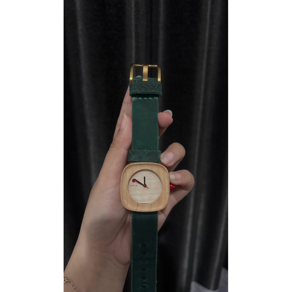 [PRELOVED] PALA Nusantara Merak Mini Jam Tangan Kayu & Kulit Asli Unisex