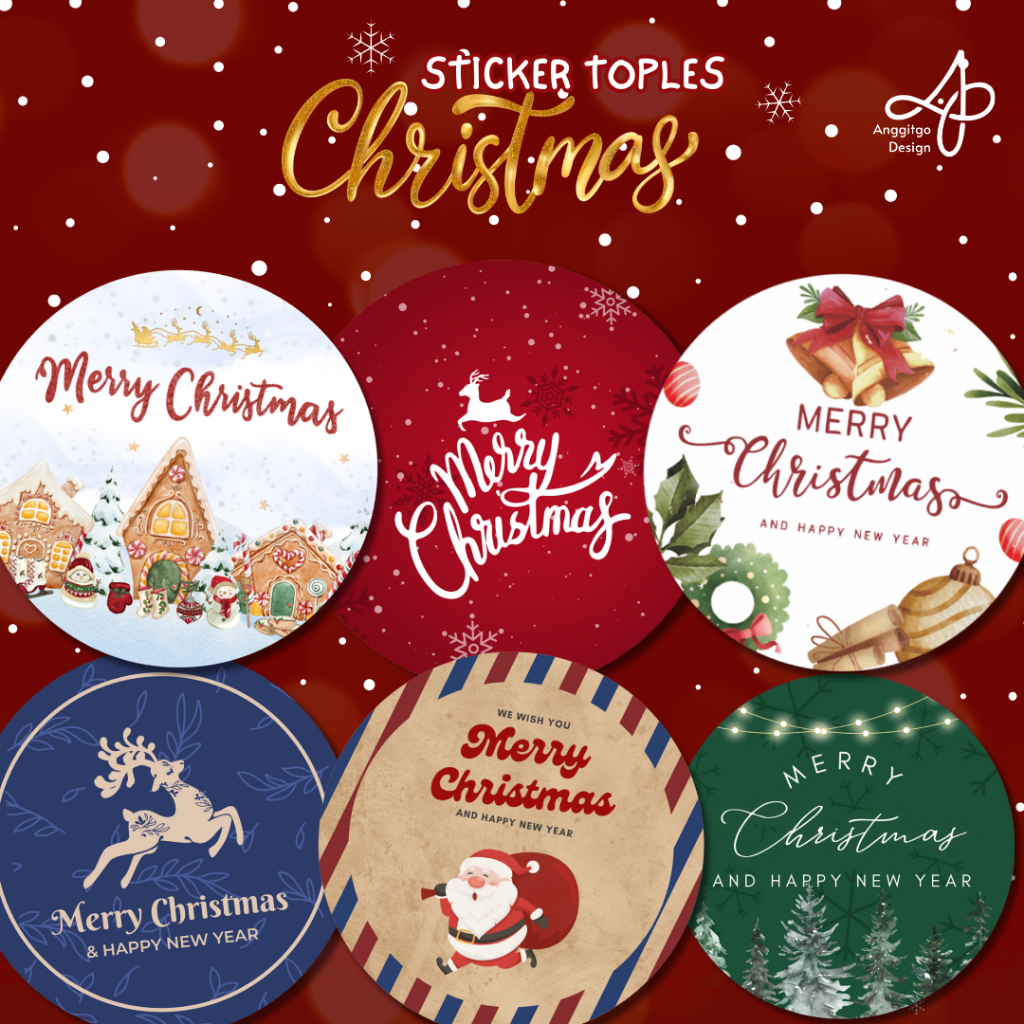 Stiker Toples Natal Label Merry Christmas Sticker Toples