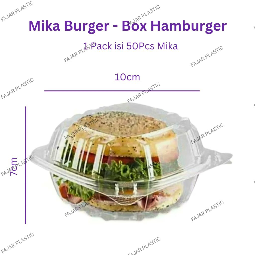50Pcs Mika Burger - Box Mika Hamburger - Box Bento Mini