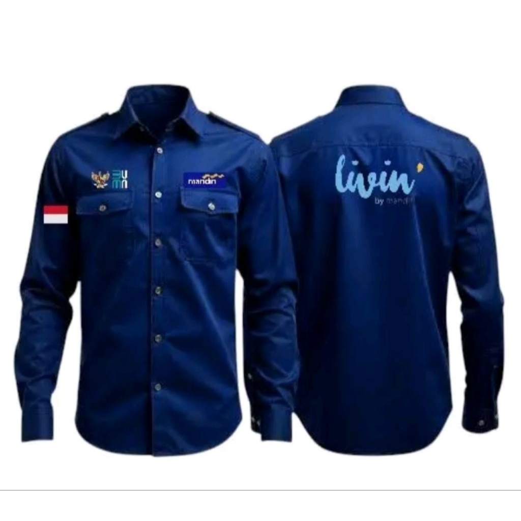 Kemeja Livin Mandiri Baju Pdh Pdl Livin Mandiri Seragam Livin Mandiri Lengan Panjang