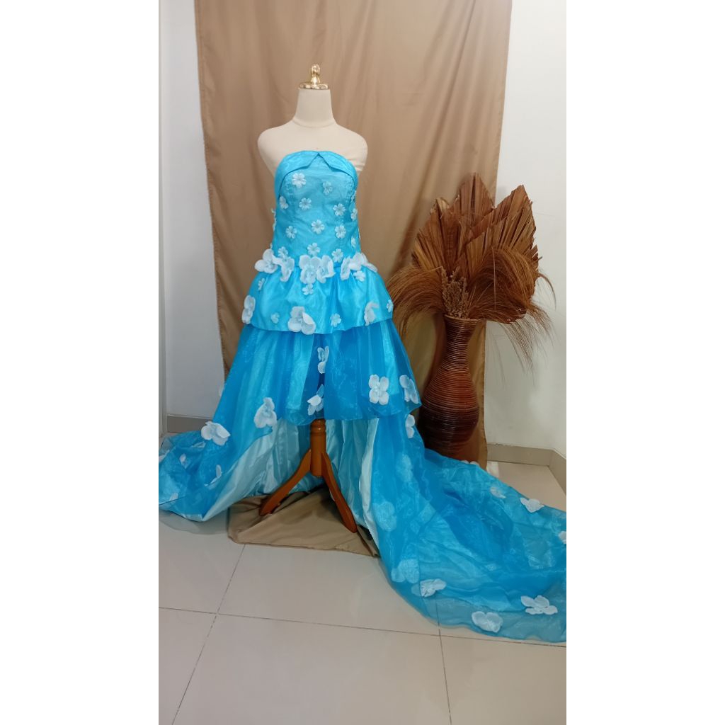 sewa gaun biru-sewa gaun pesta-sewa gaun mermaid