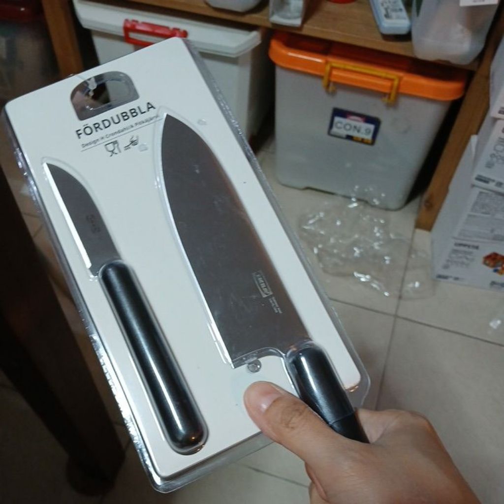 PISAU DAPUR tajam set 2pc besar kecil stainless gagang plastik kuat