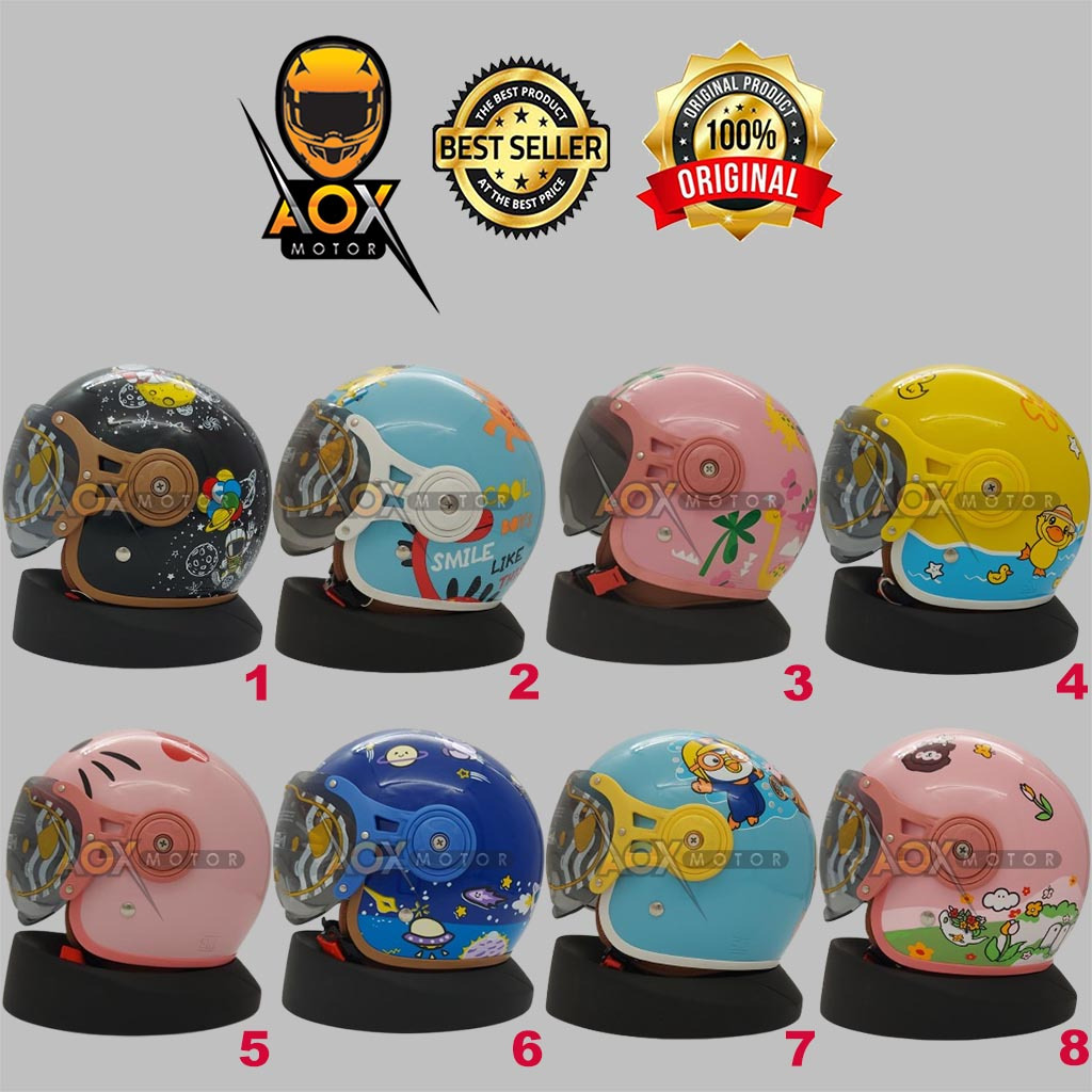Helm Anak Berkualitas Original Kaca Pilot Junior BIP PLAST Lunar Kids Motif