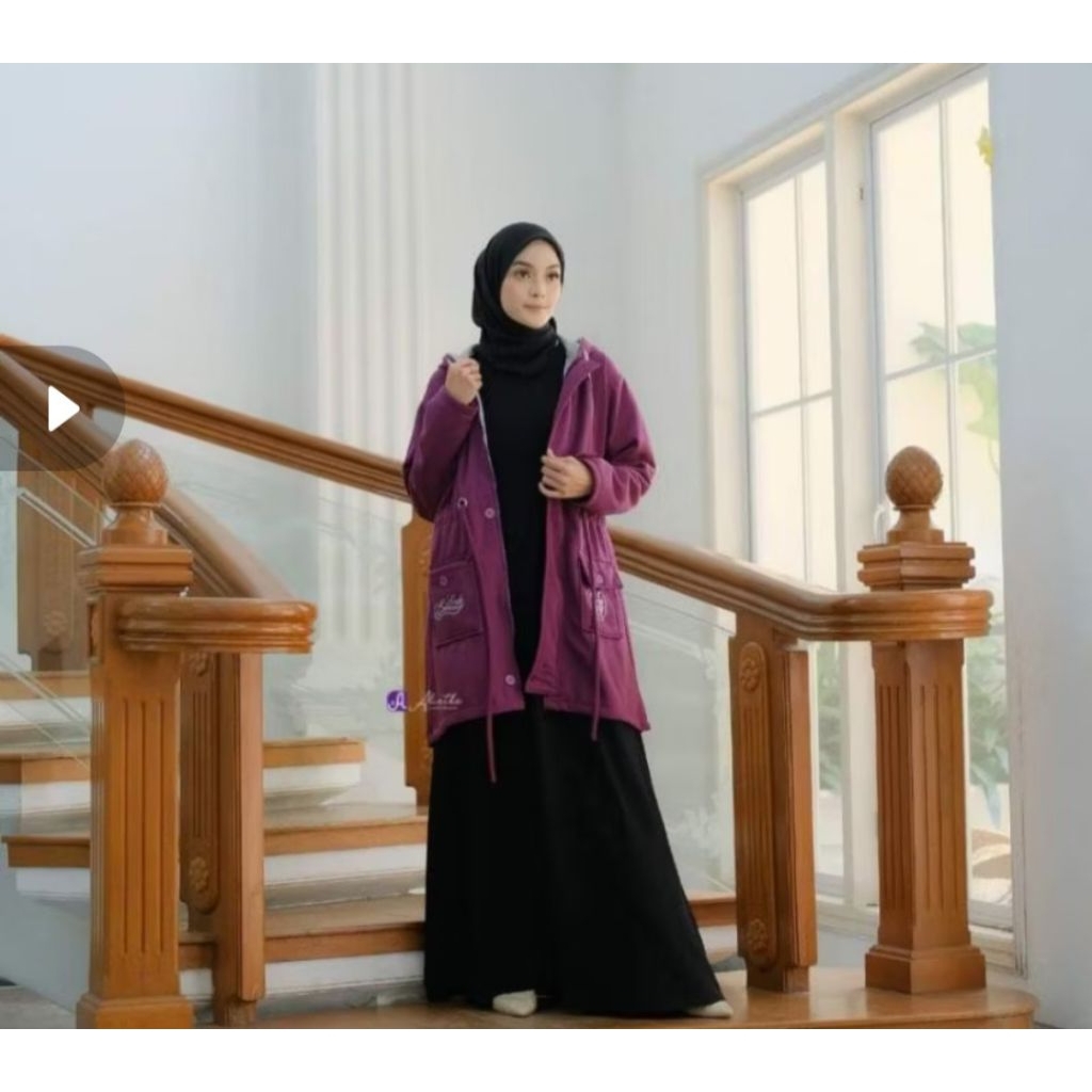 preloved Outer Hijab muslimah Warna Burgandy jaket kekinian