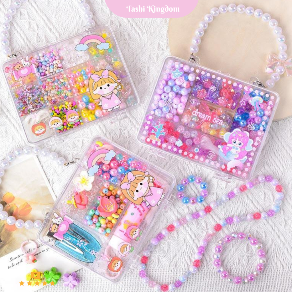 Manik Diy Mainan Edukasi Kreatifitas Anak Meronce Gelang / Kalung / Gantungan Masker Diy