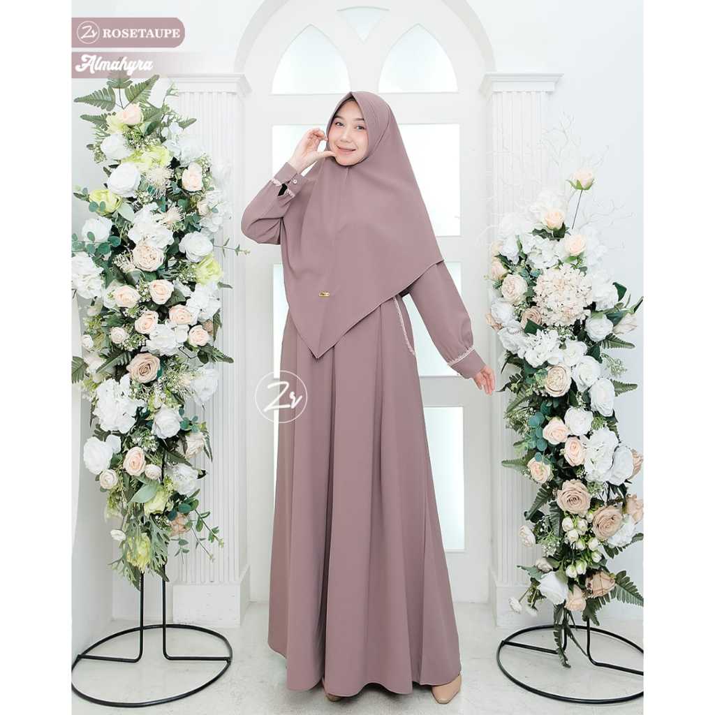 GAMIS ALMAHYRA SET HIJAB ORI ZR DRESS  FASHION MUSLIM RENDA CANTIK SYARI