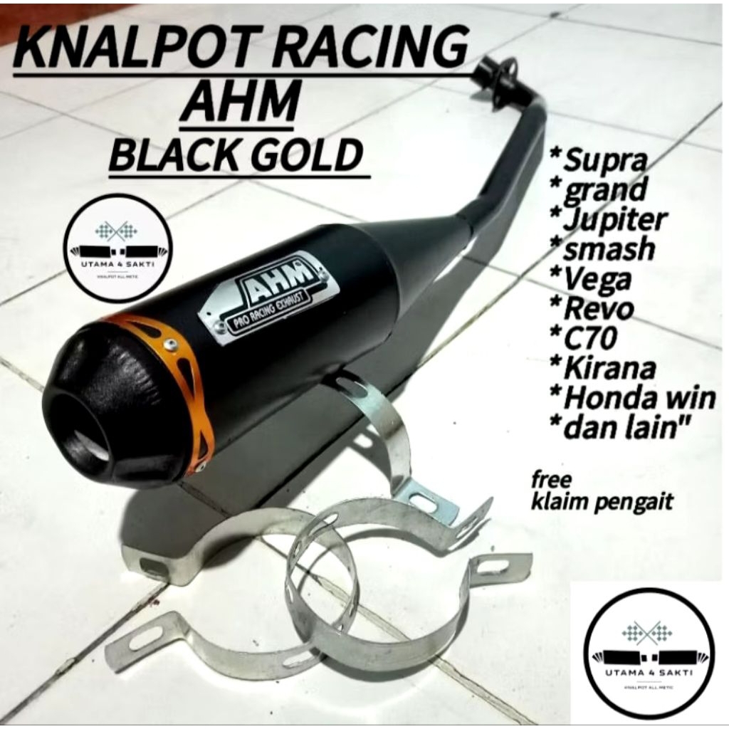 Knalpot racing AHM hitam supra astrea grand jupiter karisma smash blade shogun blitz kirana revo