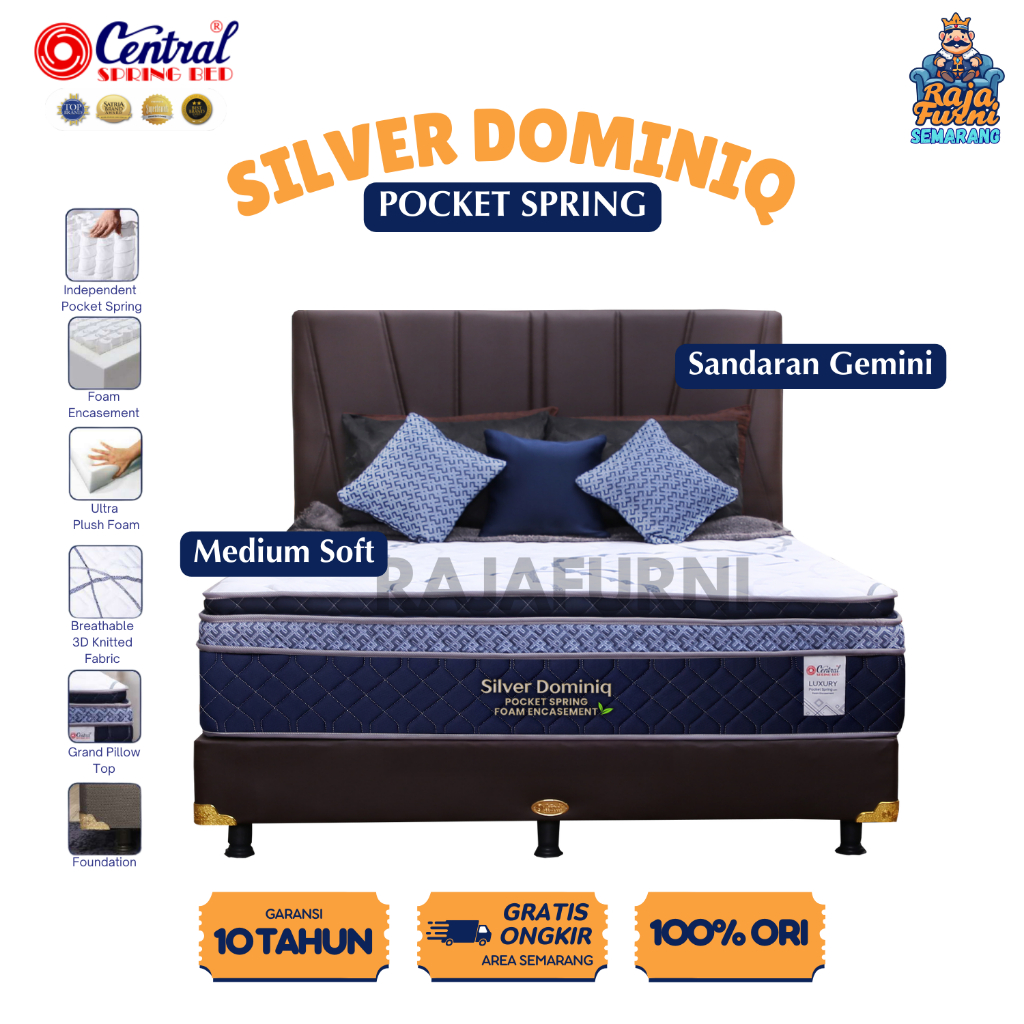 CENTRAL SPRING BED SILVER DOMINIQ POCKET SPRING