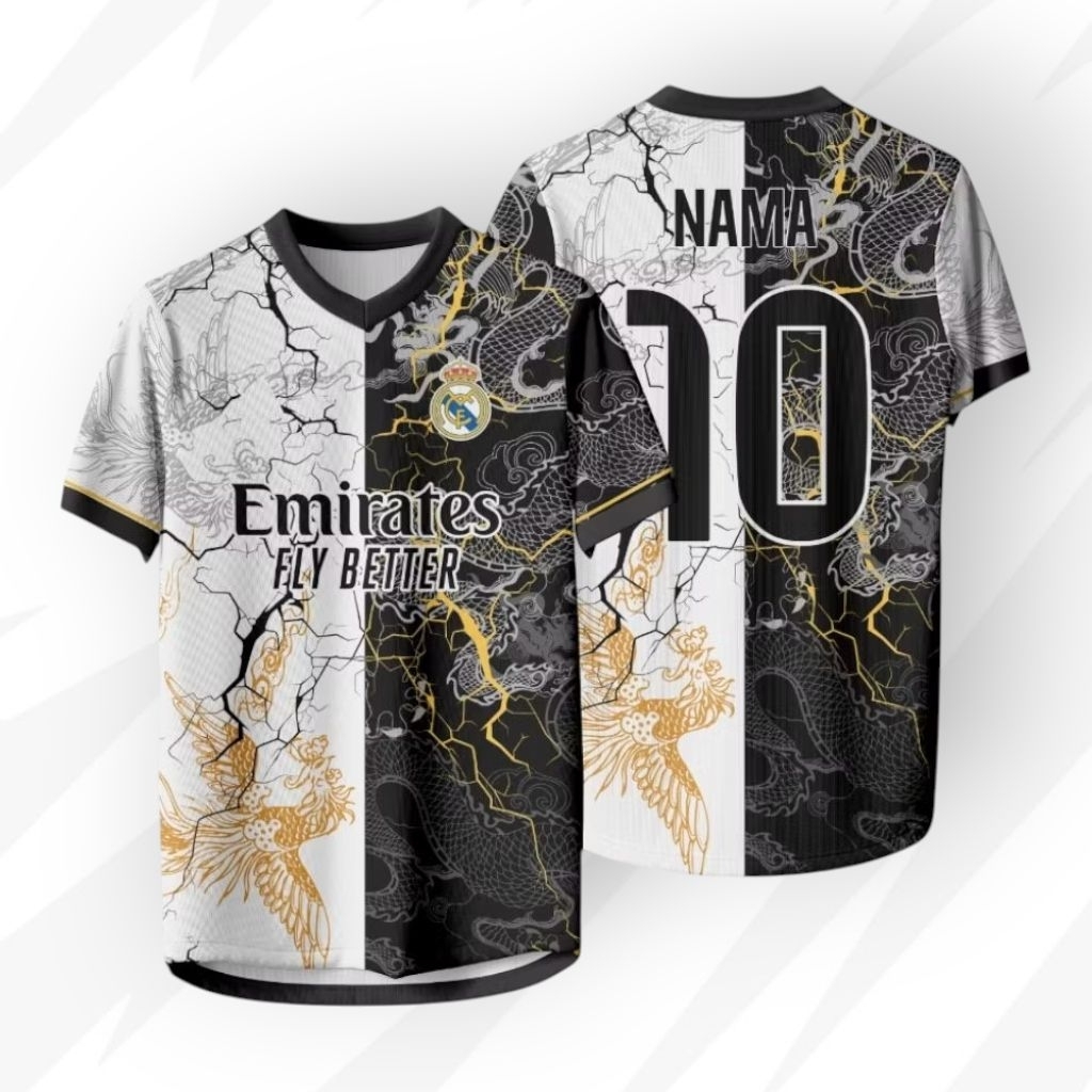 JERSEY MADRID DRAGON HITAM PUTIH SPESIAL