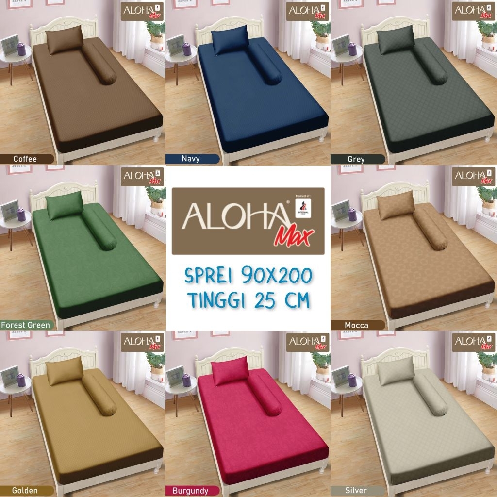 Sprei Aloha Max Polos Emboss 90x200 Tinggi 25Cm - Sprei Polos Emboss 90x200 Tinggi 25 cm - Sprei Alo