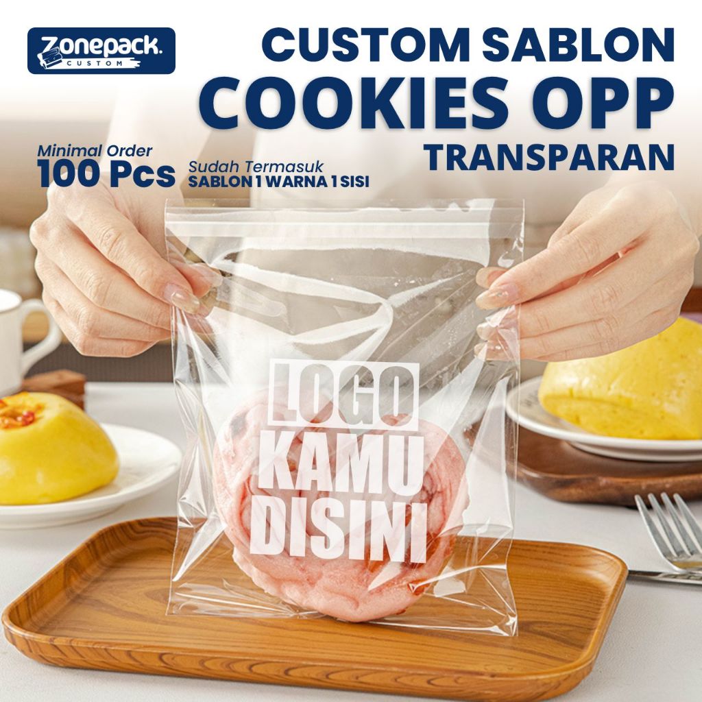 Sablon Plastik Cookies OPP Transparant | Sablon 1 Warna 1 Sisi Custom FREE DESIGN | Roti Cookies