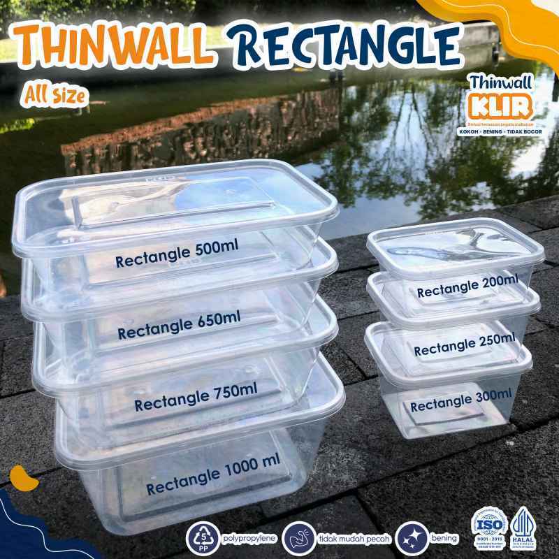 (Eceran) Thinwall Klir Persegi Panjang Thinwall Rectangle 200ml 250ml 300ml 500ml 650ml Thinwall Kot
