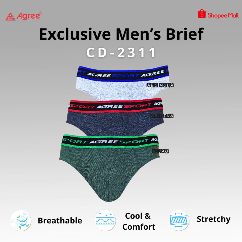 1biji CELANA DALAM AGREE SPORT 2311//CELANA DALAM PRIA AGREE SPORT