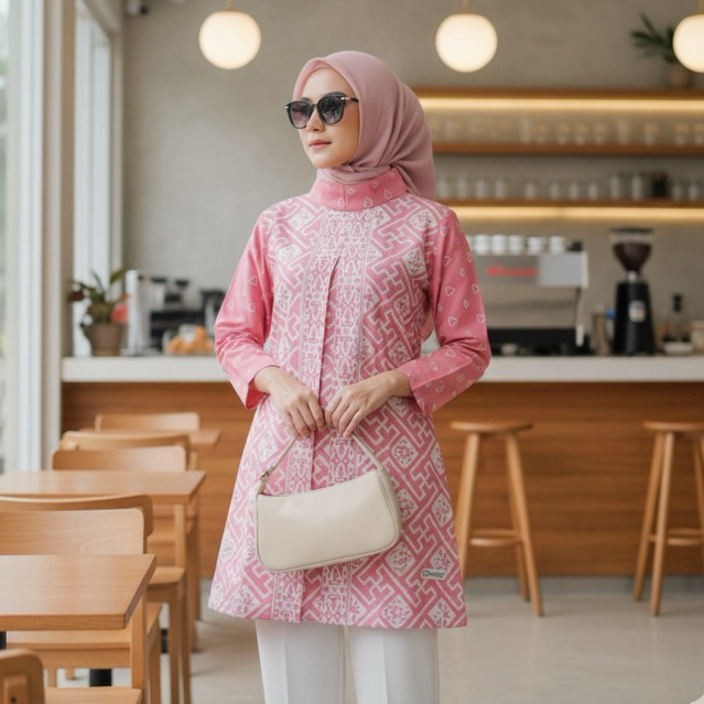 Shanaya Baju batik wanita tunik gipsy hitam pink merah tunik batik model kekinian batik terbaru cant