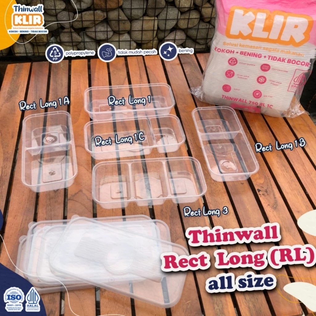 (Eceran) Thinwall Klir Rectangular Long 750ML Tempat Makan Persegi Panjang Tempat Makan Wadah Plasti