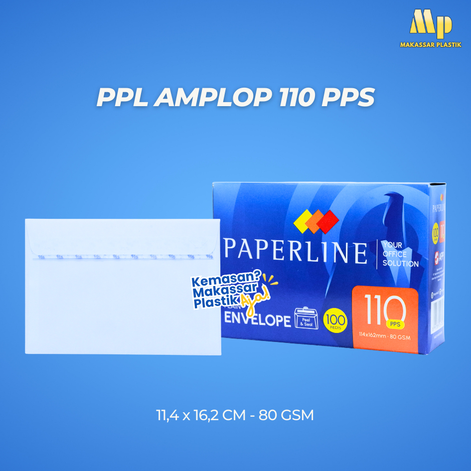 

AMPLOP PUTIH PAPERLINE UKURAN 110 PPS / PPL AMPLOP 110 PPS / AMPLOP PUTIH @100 LBR