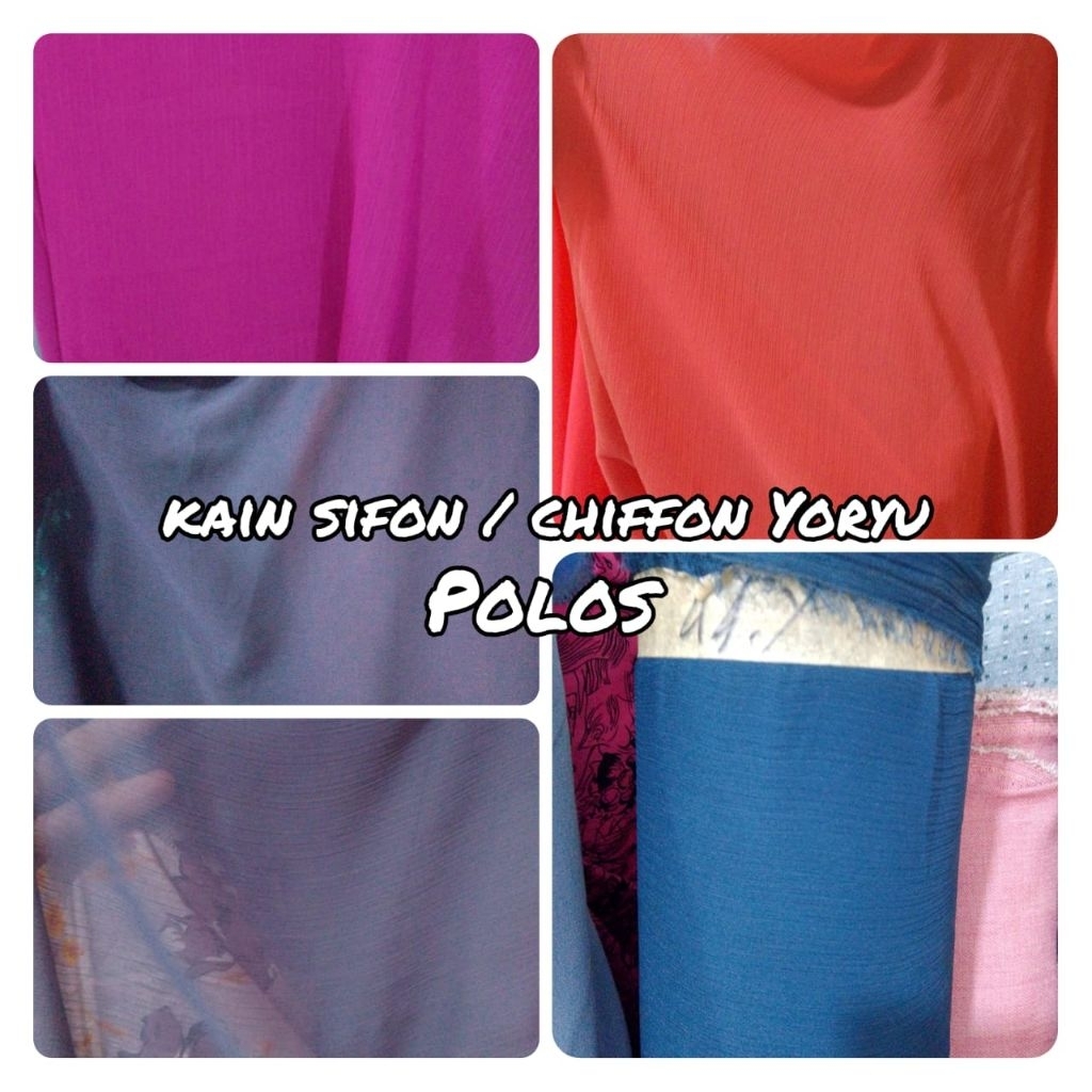 Kain Sifon Yoryu Polos Bahan Jahit Flowly Adem – Kain Chiffon Yoryu Dress Hijab Blouse PT