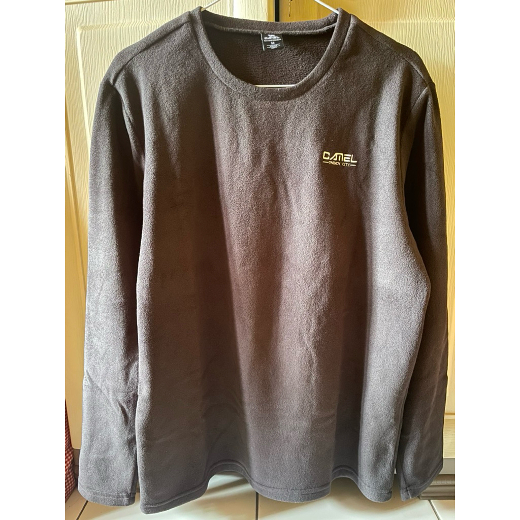 Jaket Sweater Fleece Camel Hitam