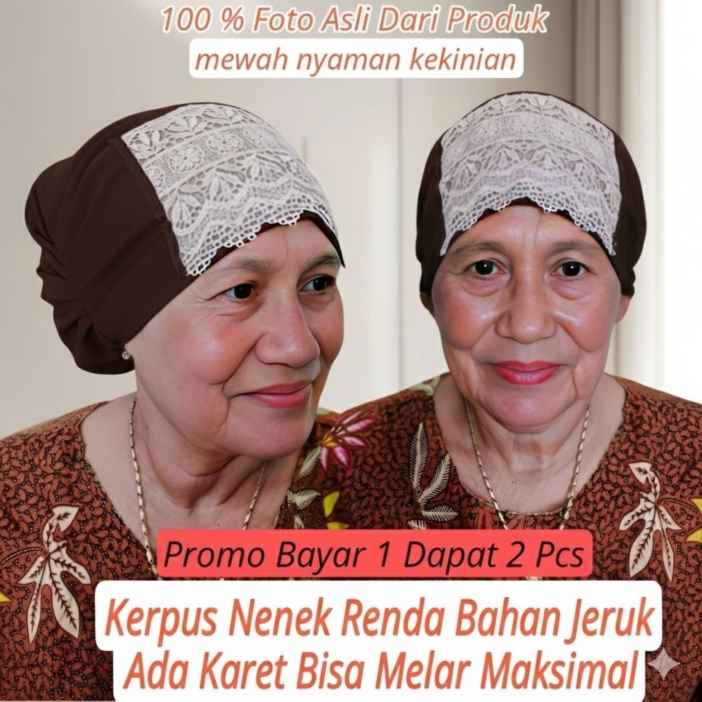 Kerpus Kupluk Krpus Ciput Turban Tulban Topi Beanies Haji Rajut Jadul Nenek Ibu Emak Eyang Mbah Emba