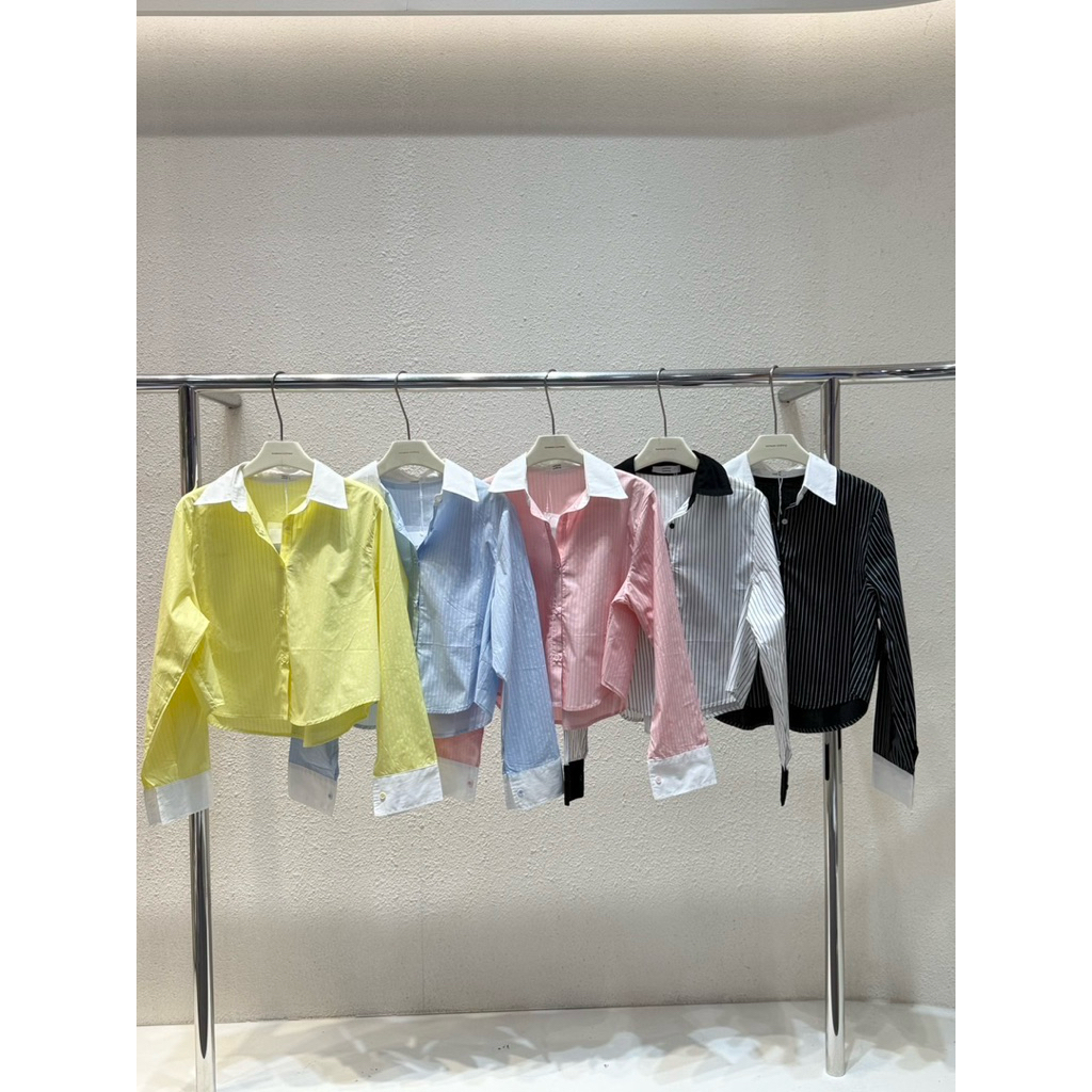 WANWAN 566 KEMEJA CROP TWO TONE