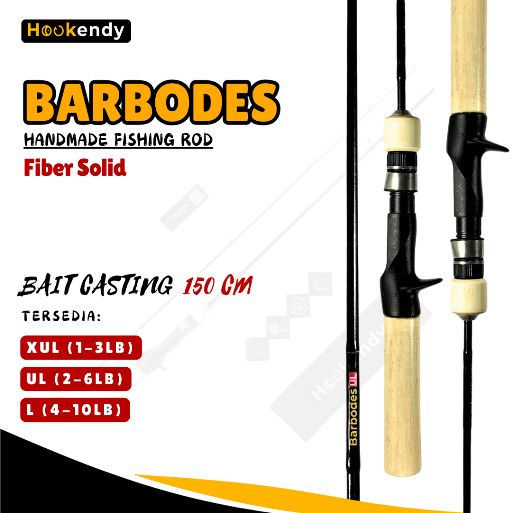 Joran Barbodes Fiberglass Baitcasting Hitam [HANDMADE]