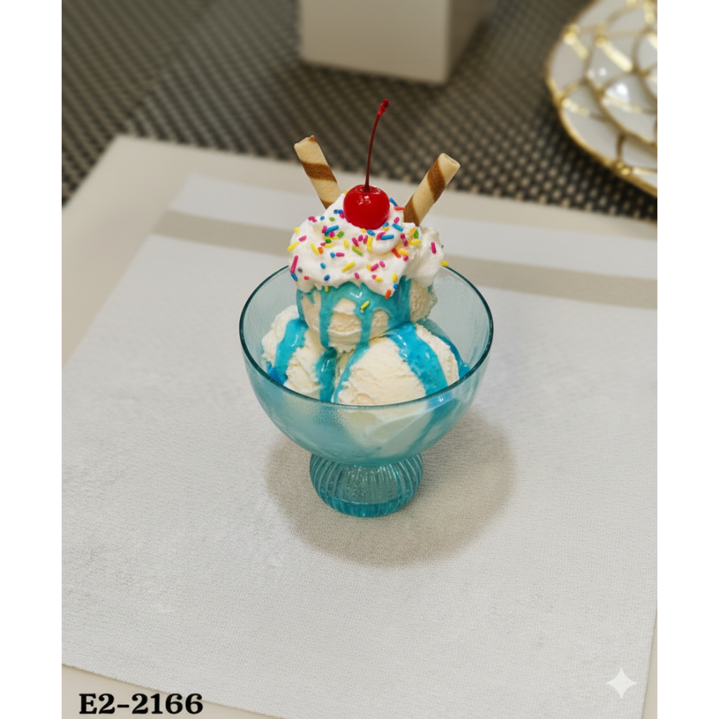 Gelas ice cream biru kaca  satuan - Maxistore