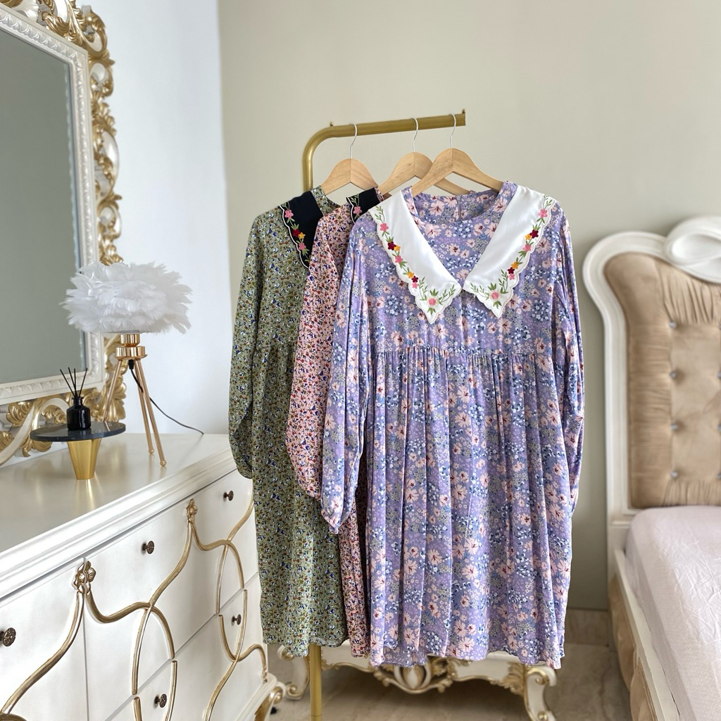 SICILIA TUNIK IMPORT ATASAN WANITA TUNIK MOTIF BUNGA BAHAN CRINKLE PREMIUM