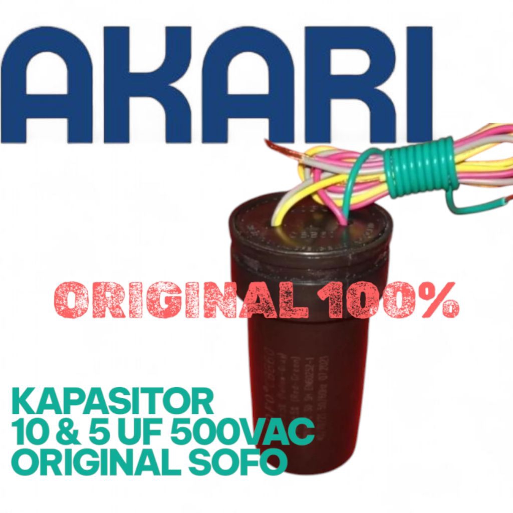 kapasitor mesin cuci Akari 10 + 5 uf 500vac mesin cuci 2 tabung original