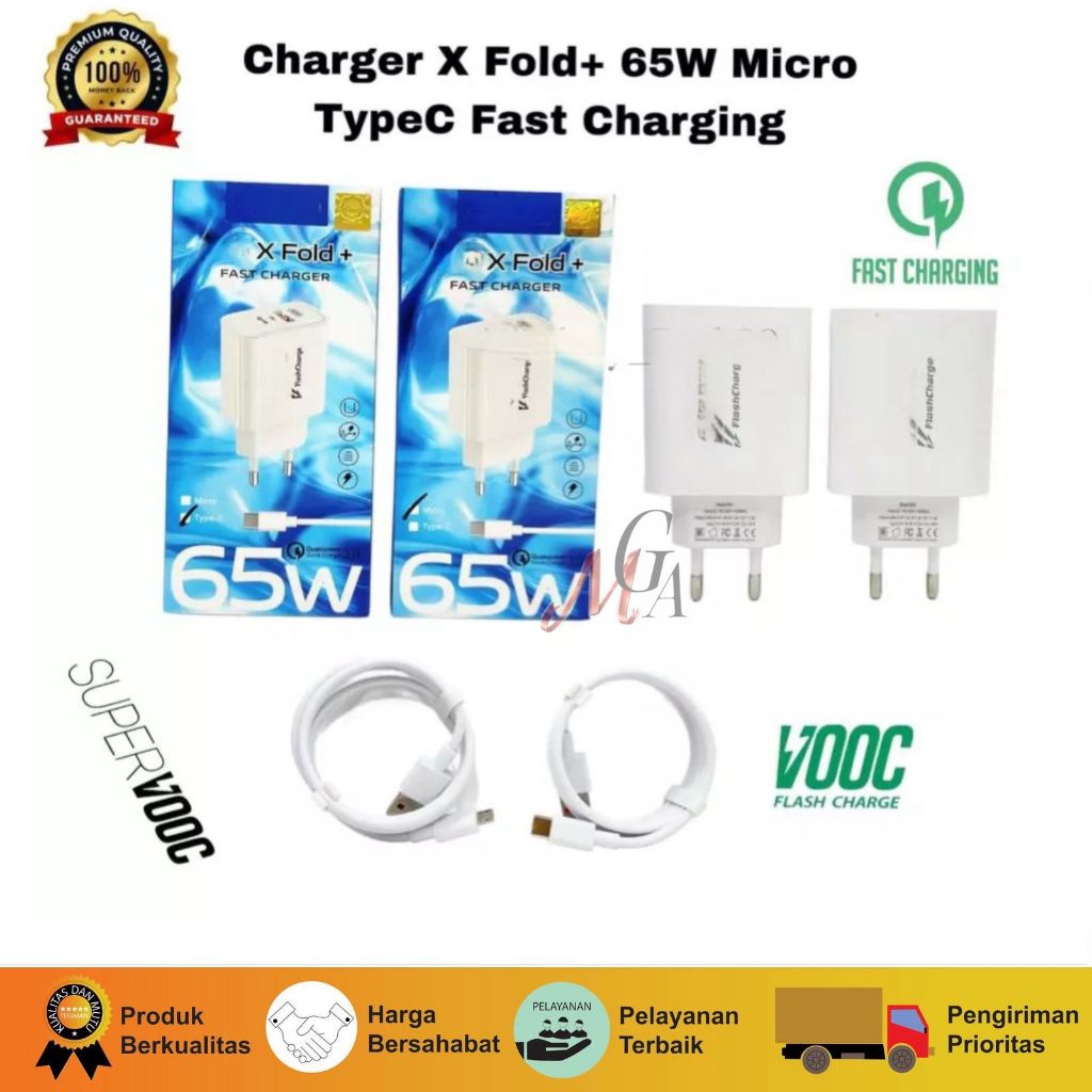 MGA - Charger Vivo X Fold 65Watt Micro Dan Type C 120watt Fast Charger Casan Vivo 65W Usb C Dan Micr