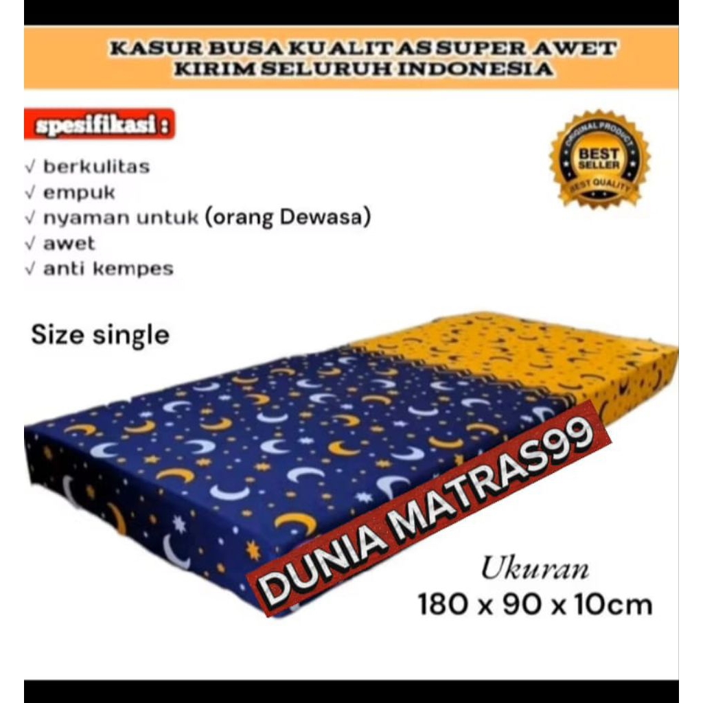 kASUR BERKUALITAS SUPER ANTI KEMPES ukuran 180x90x10cm muat 1 orang