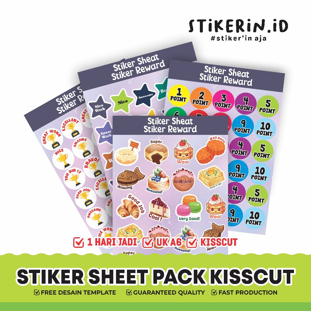 Cetak Sticker Sheet A6 | VINYLGLOSSY | stiker Merchandise | Stiker REWARD